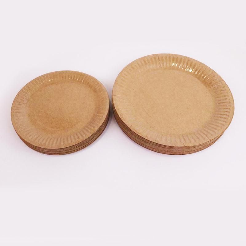 Disposable Brown Paper Plates Dinner Dessert Party Plate Bulk Buyau โ image 5