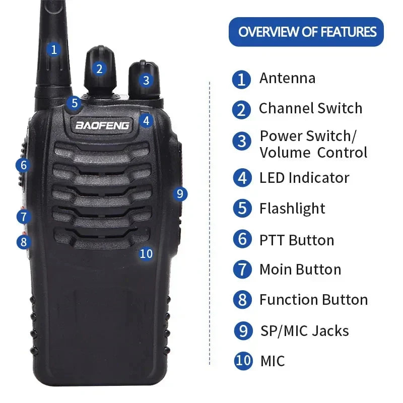 V2 Walkie Talkie Long Range Radio (2PCS BF-888S) โ image 2
