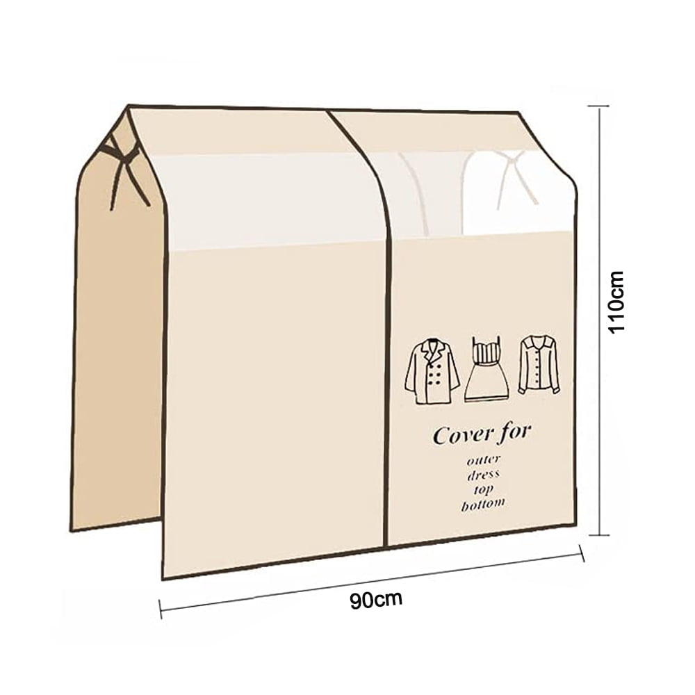 Dustproof Clothes Rack Cover Expandable Hanging Closet Cover Shoulder Dust Cover Clothes Protector for Coats Suits Dresses Beige — image 5
