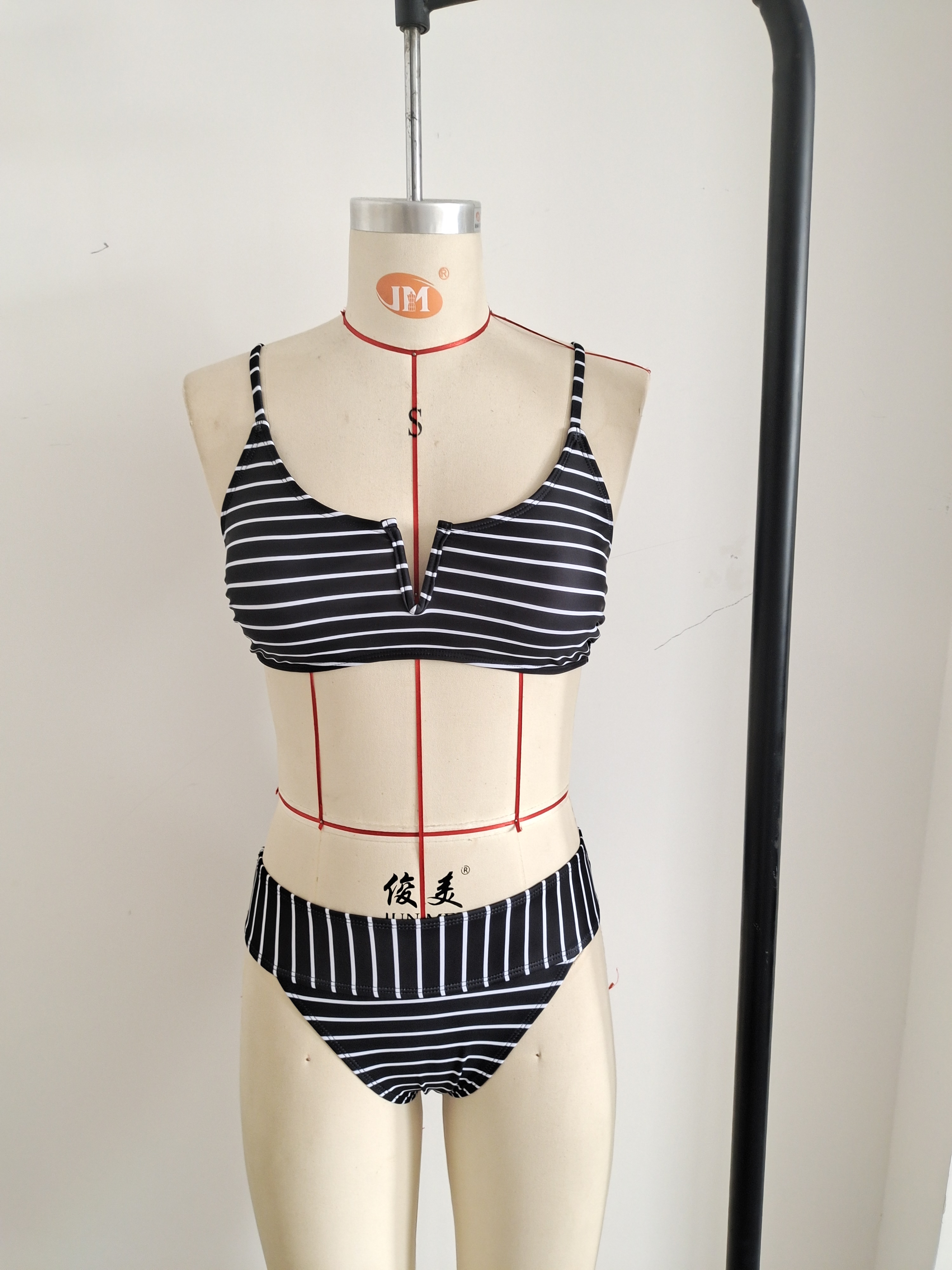 Women Striped Print Bikini Deep-V Neck Women's Swimwear Beachwear Size S โ image 5