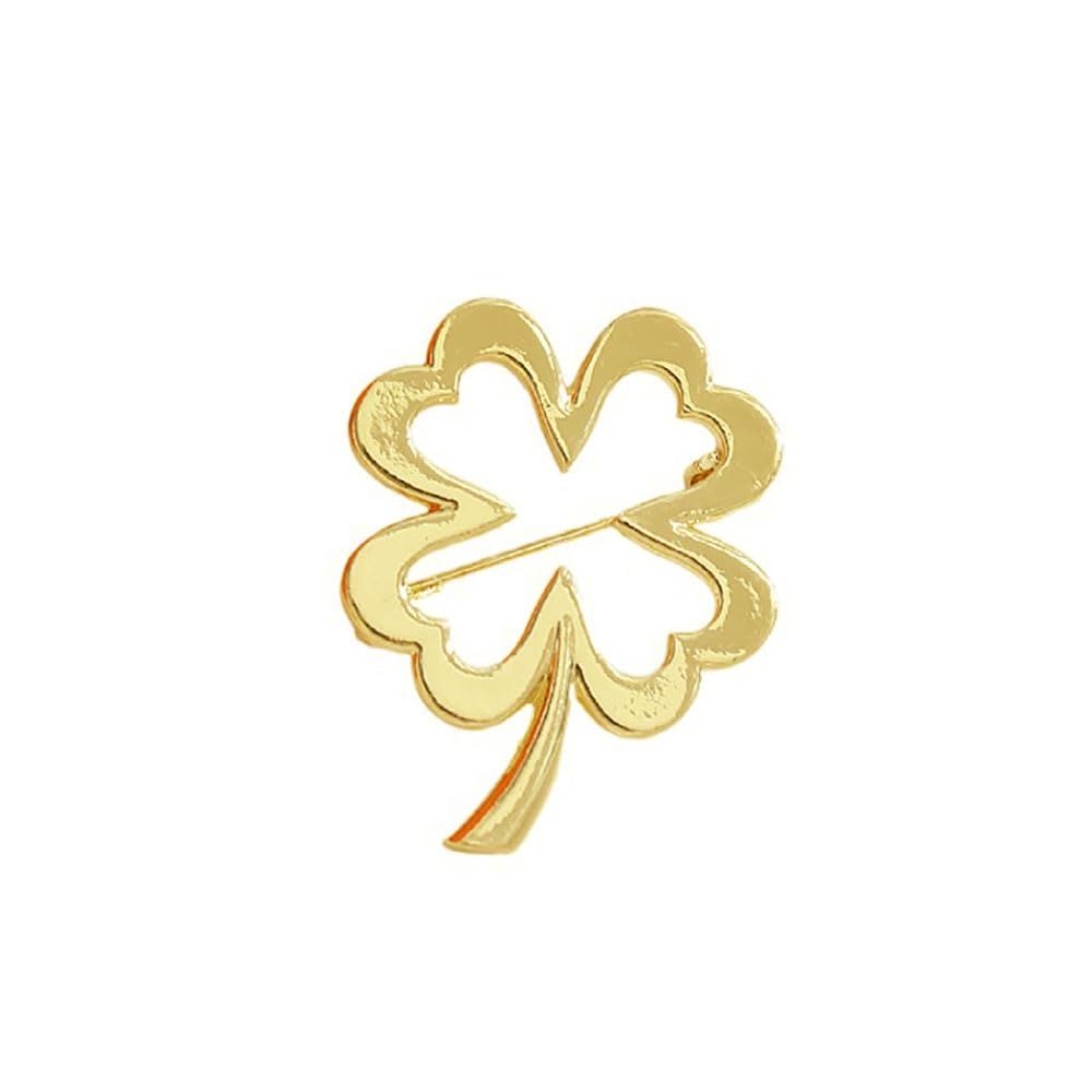 Hollow Four Leaf Brooch Pin for Women Girls Minimalist Clover Irish Shamrock Badge Corsage Brooches Cloth Dress Accessories