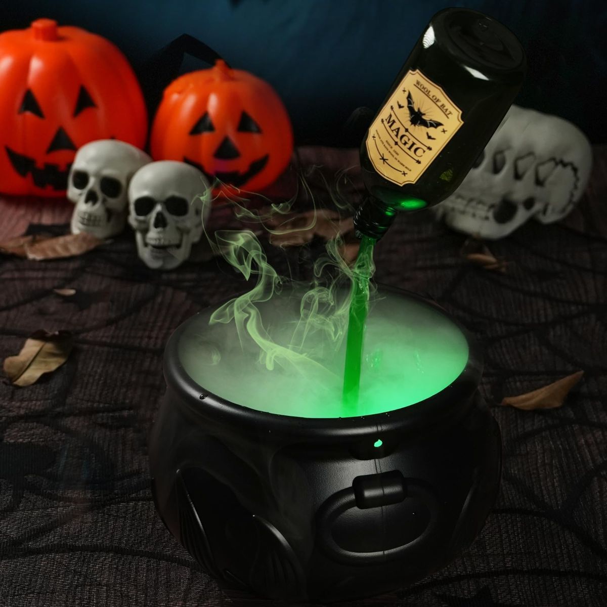Halloween Decorations Indoor - DIY Witches Cauldron Floating Potion Set | Spooky Vintage Black Plastic Bowl with Mist Maker, Hocus Pocus Party Decor for Home — image 5