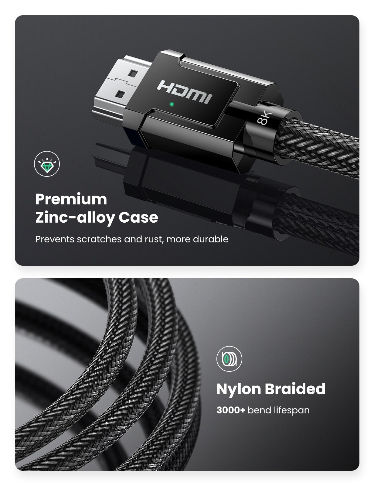 UGREEN 70321 8K HDMI 2.1 Male to Male Cable 2M — image 2