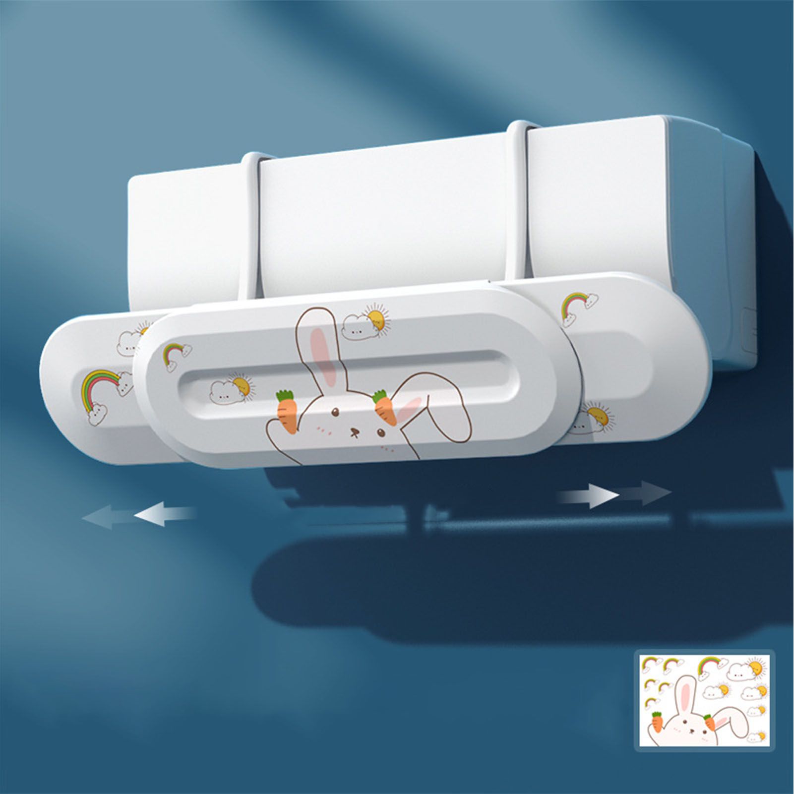 AC Conditioner Windshield 74 to 97cm Adjustable Universal Deflector Wind Cooled Baffle Air Wing Air Baffle with Stickers Windshield Plus Bunny Stickers — image 6