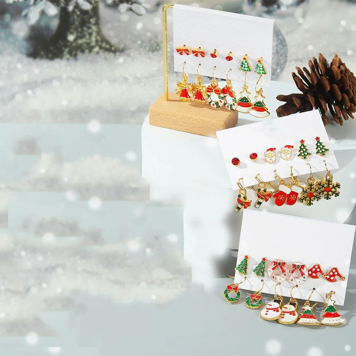 Festive Christmas Earrings Set for Women Holiday Jewelry Stud Set Gift Idea - 2 — image 6