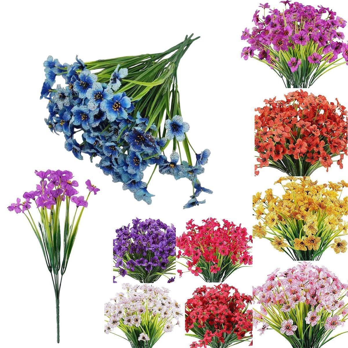 12pcs Artificial Flowers Set for Home Decor Wedding Party Fake Floral Decor - Blue โ image 3