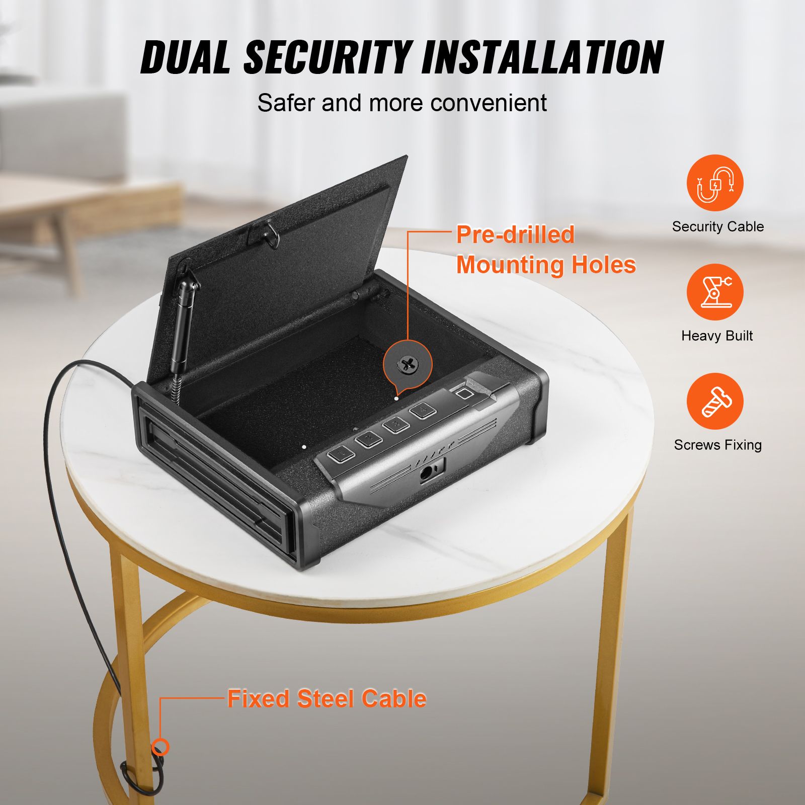 Gun Safe for Pistols Biometric Gun Safe with 3 Access Ways for 2 Pistols โ image 6
