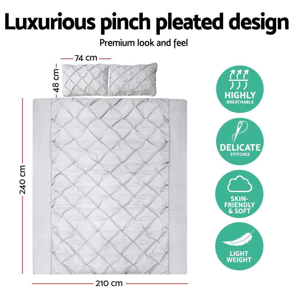 Giselle Bedding Quilt Cover Set Diamond Pinch Grey King โ image 2