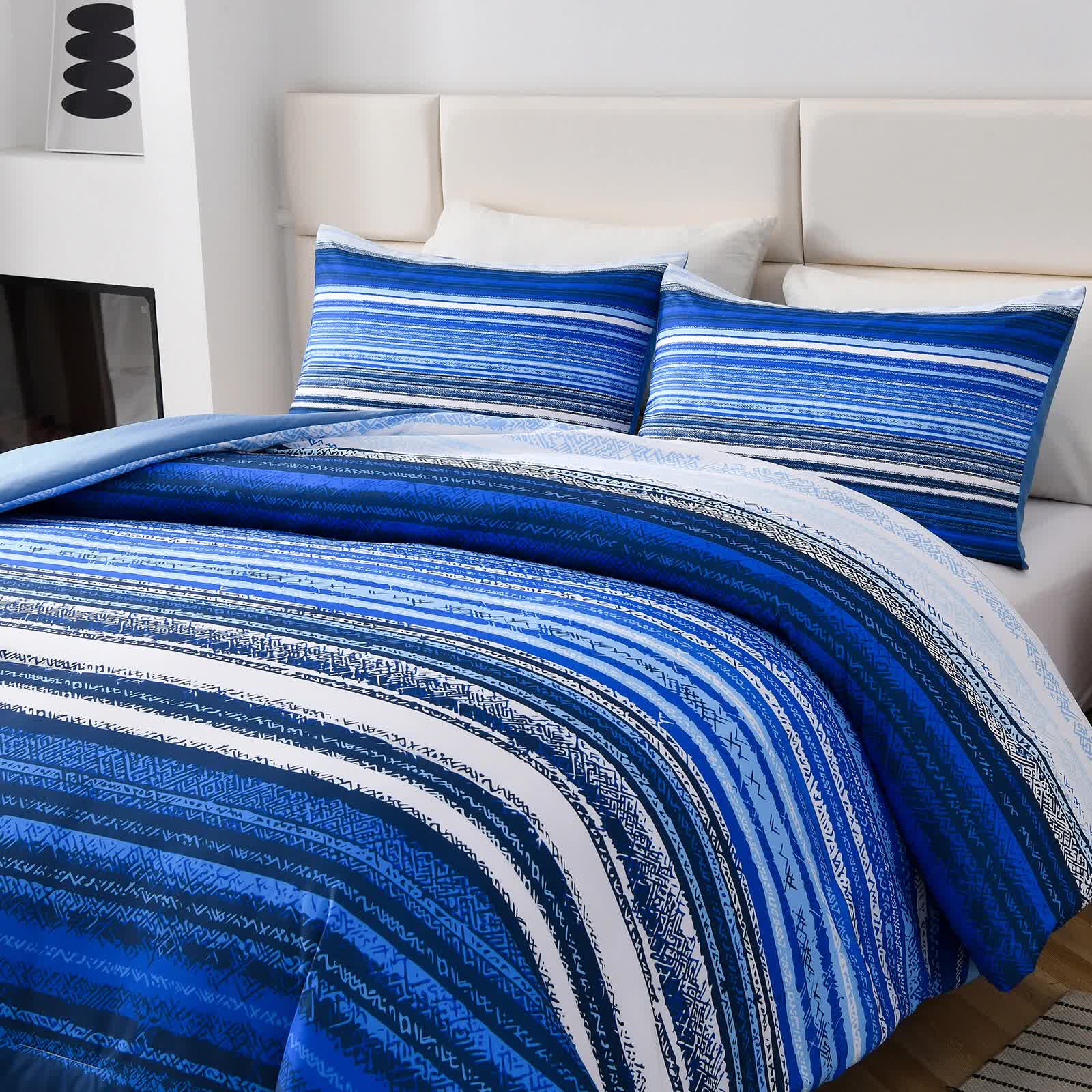 Nordic Calm stripes Blue 3‑Piece Comforter Set – Scandi Chic Vibes — image 2