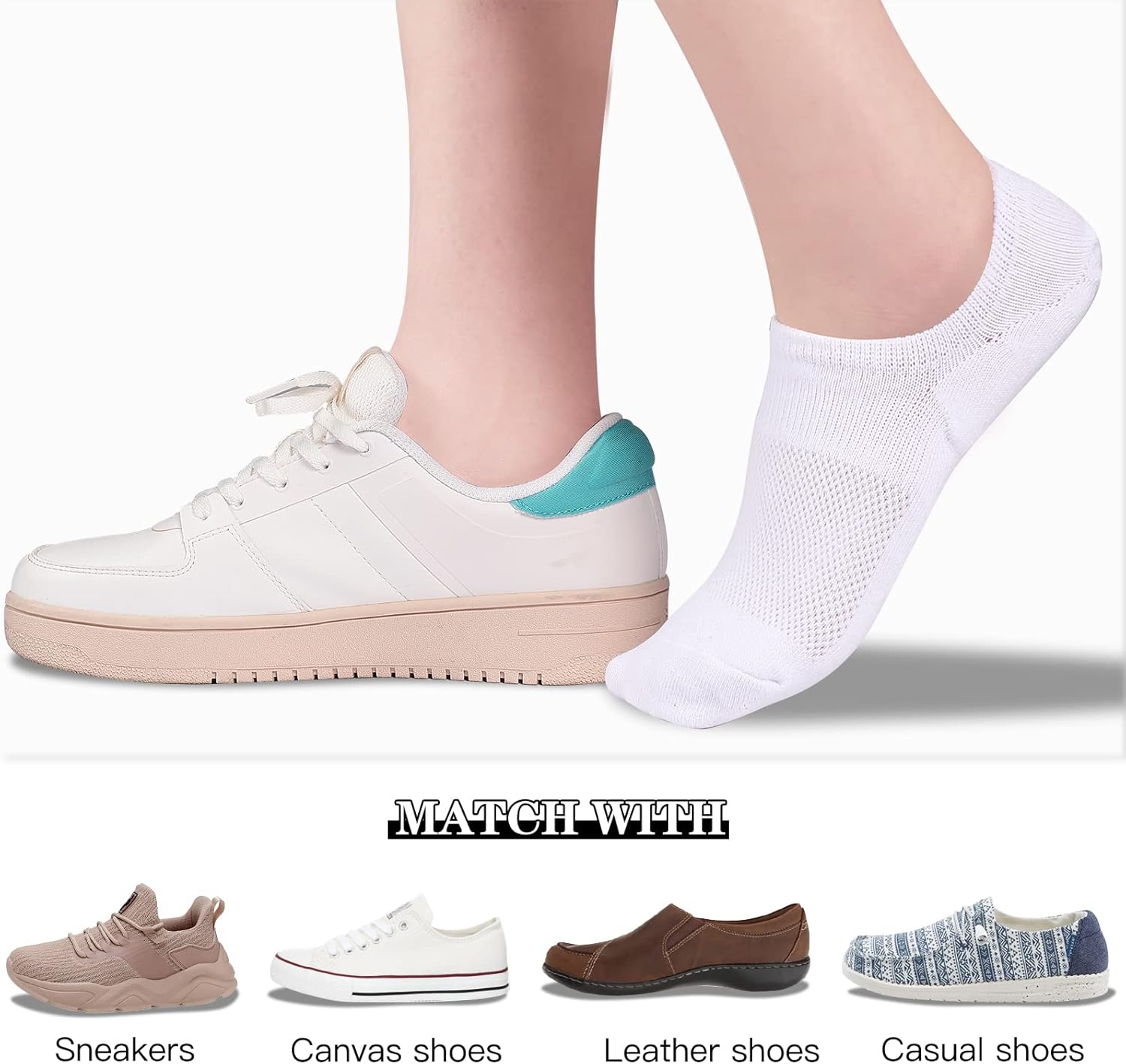 No Show Socks Womens Cotton Low Cut Non Slip Casual Socks Invisible Flat Boat Liner Socks (6/9 Pairs) — image 2
