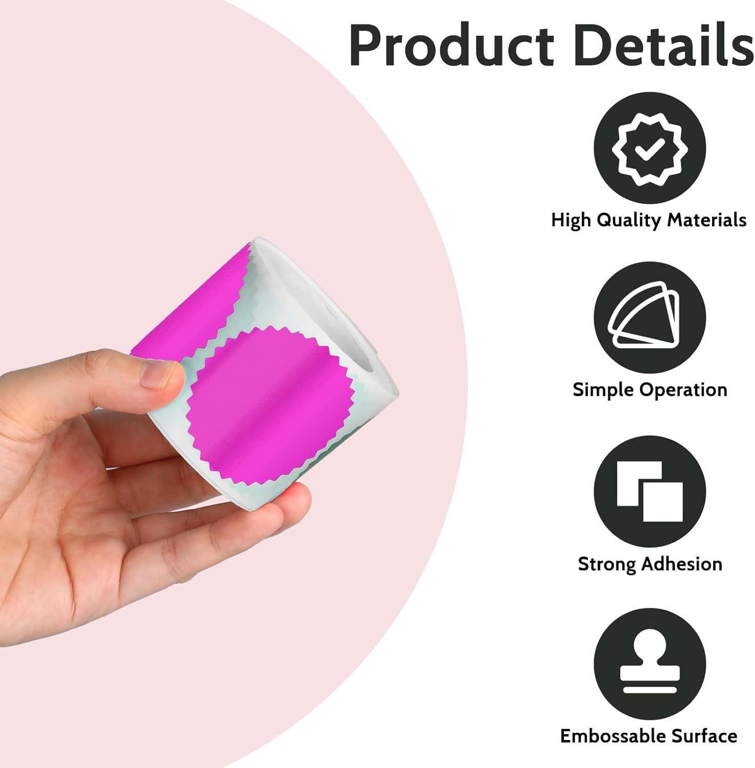 Embossing Stickers 2" Round Labels Purple Foil Blank Stickers Metallic Seals for Package, Graduation, Wedding Envelope, Certificate Wafer Seals with Serrated โ image 4