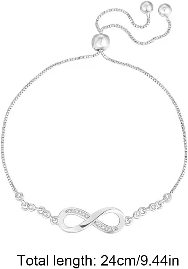 925 Sterling Silver Infinity Love Heart Bracelet with Cubic Zirconia Adjustable for Women โ image 4