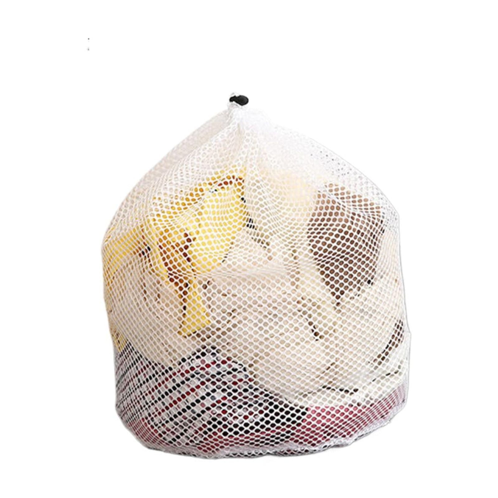 1 Pack Large Laundry Bags, Heavy Duty Diamond Mesh Laundry Bags with Drawstring Closure, Large Laundry Hamper Liner, White, 50 cm