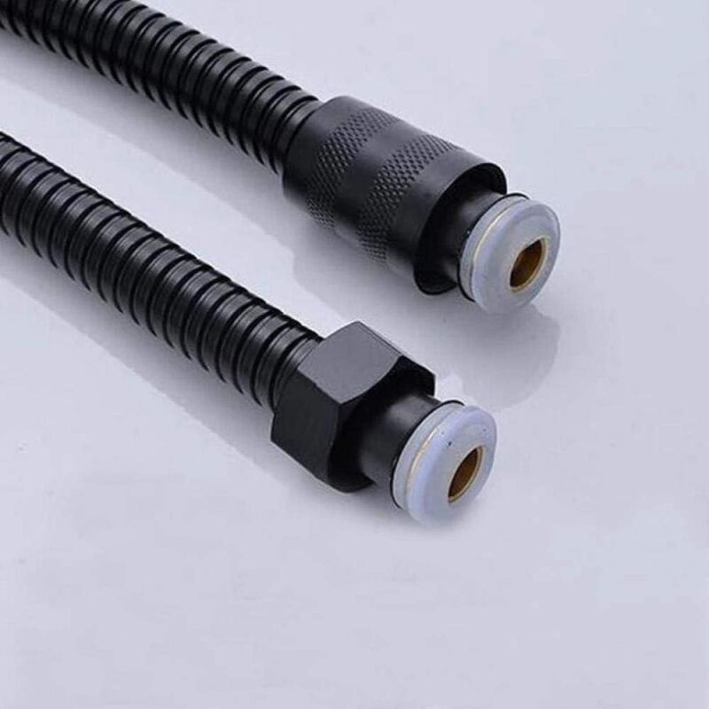 Black Stainless Steel Shower Hose Handheld Shower Head Fittings Hoses Bathroom Accessories Rubber Hose Flexible Plumbing Hose, 1.5M — image 2