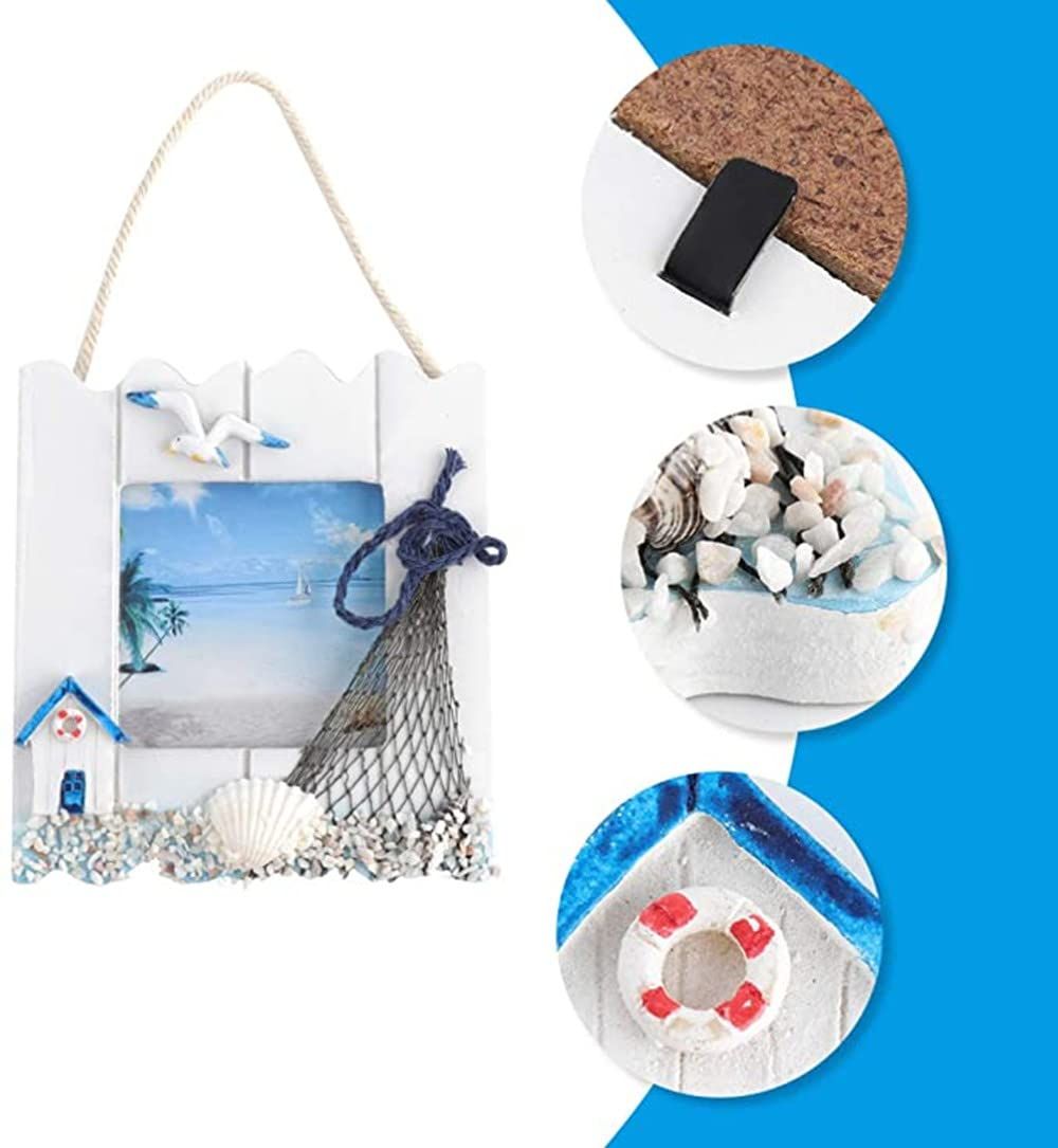 2 Pcs Wooden Beach Picture Frame Seaside Vacational Frames Nautical Photo Frame Standing and Wall Picture Frames Ocean — image 2