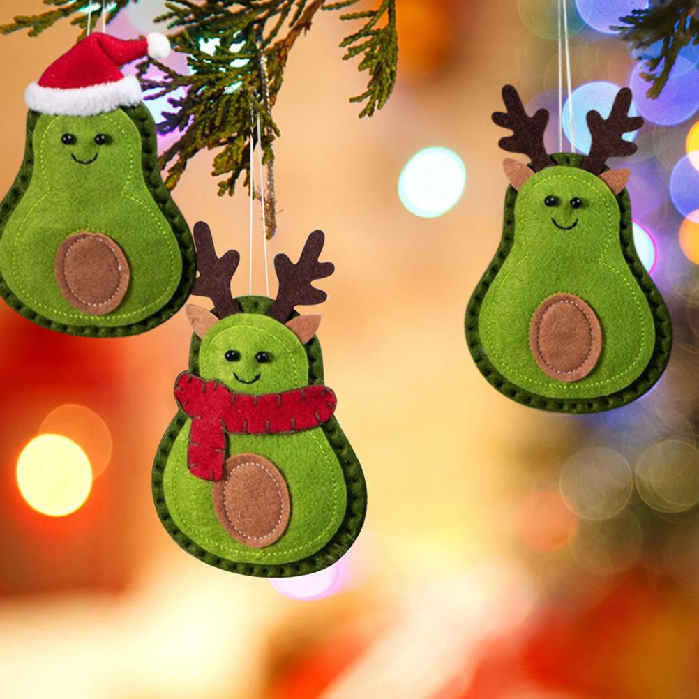 3Pcs Christmas Avocado Green Doll Pendant Christmas Tree Hanging Decoration For Home Door Window Felt Ornaments โ image 5
