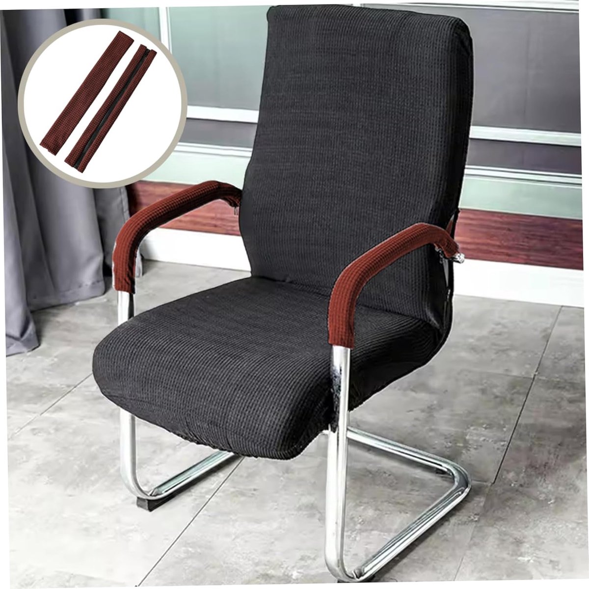 1 pair - office chair armrest covers - Office chair armrest cover - Computer chair armrest cover - Removable - Elastic - Waterproof - Chair armrest covers — image 3