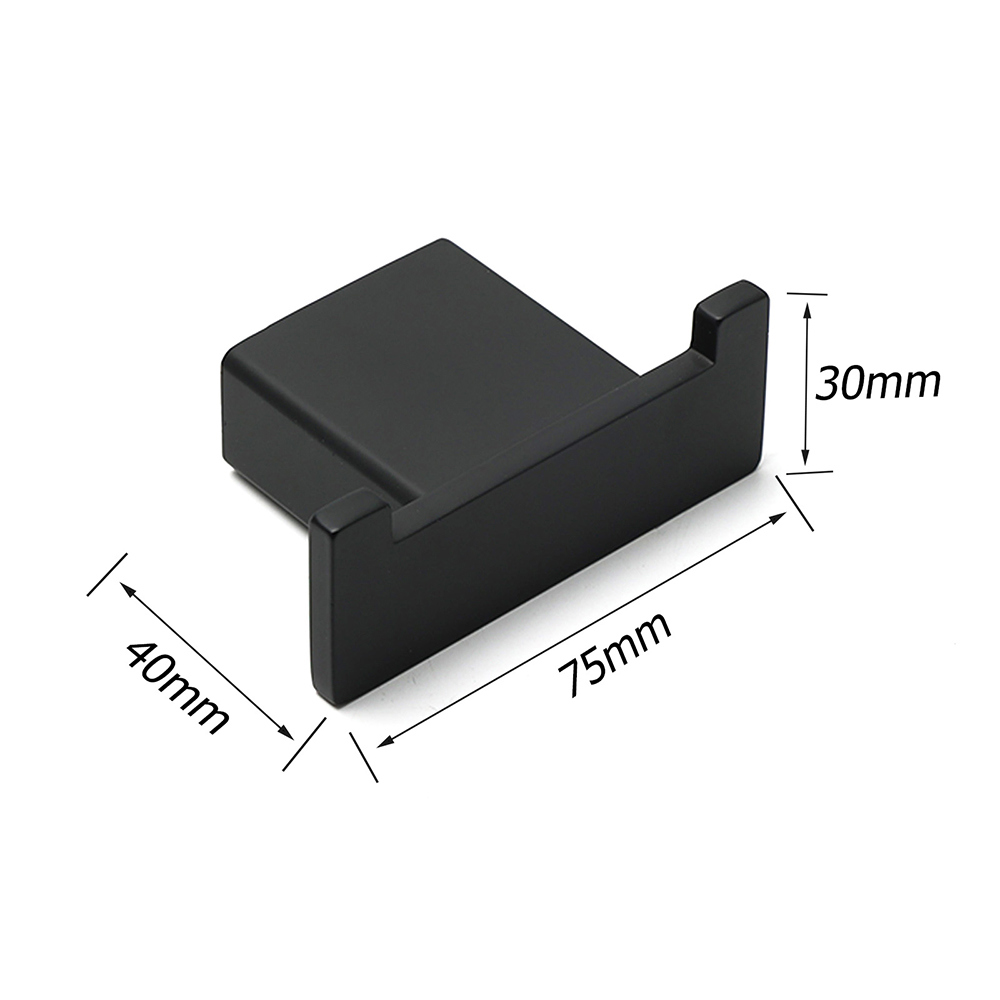 Matt Black Square Robe Hook Clothes Towel Holder Bathroom Wall Hanger Accessory — image 2