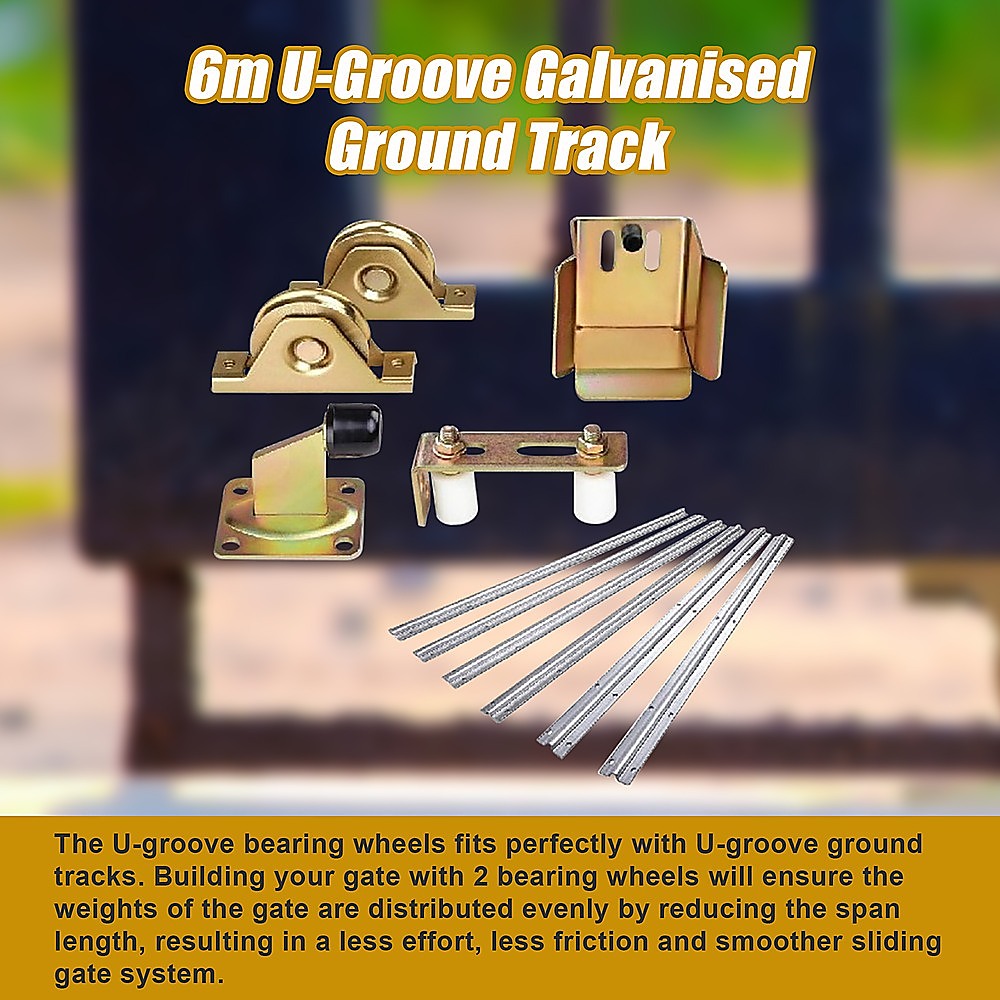 Sliding Gate Hardware Accessories Kit - 6m Track, Wheels, Stopper, Roller Guide โ image 6