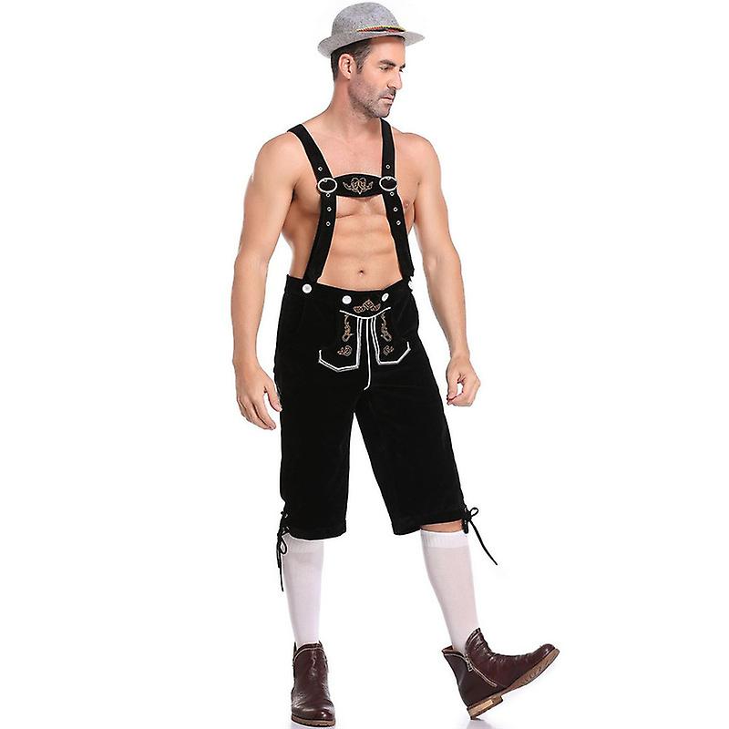 Men's Lederhosen - Genuine Leather, Authentic German Lederhosen for Men, Oktoberfest Outfit - Black-XF7- Black L โ image 3