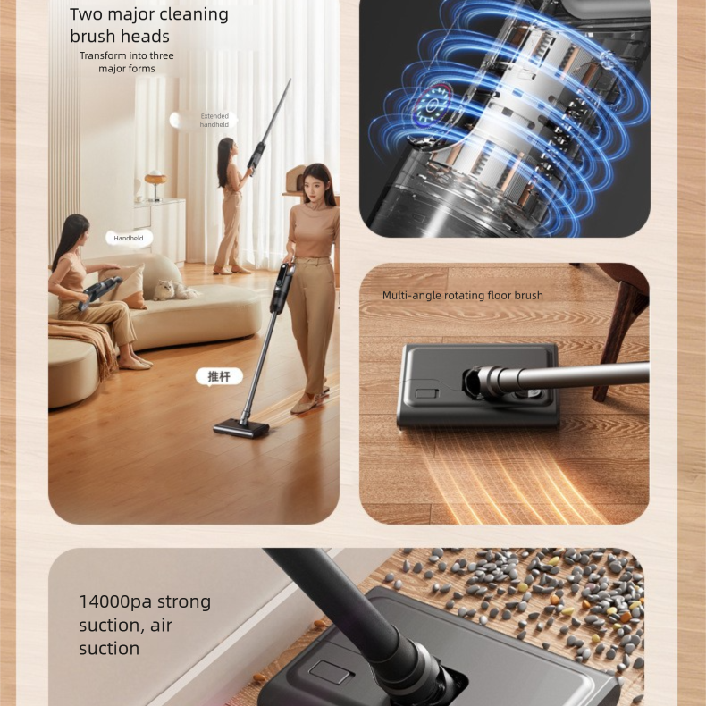 Black spray-painted model Wireless Stick Vacuum Cleaner with 14000Pa Suction, HEPA Filter & 350ml Water Tank for Wet Dry Cleaning โ image 3