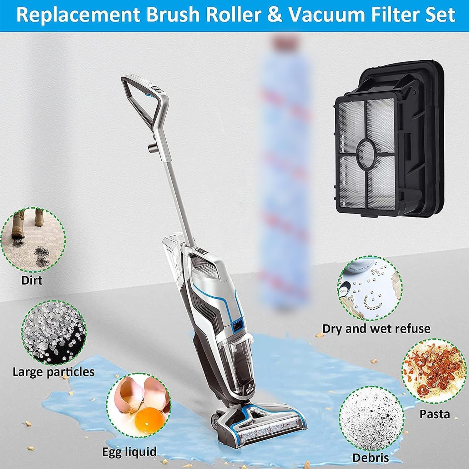 or Bissell CrossWave Vacuum Cleaner Replacement Parts 2 Pack 1868 Bissell CrossWave Multi-Surace Brush Rolls Tangle-ree+ 2 Pack 1866 Replacement Vacuum ilters — image 5