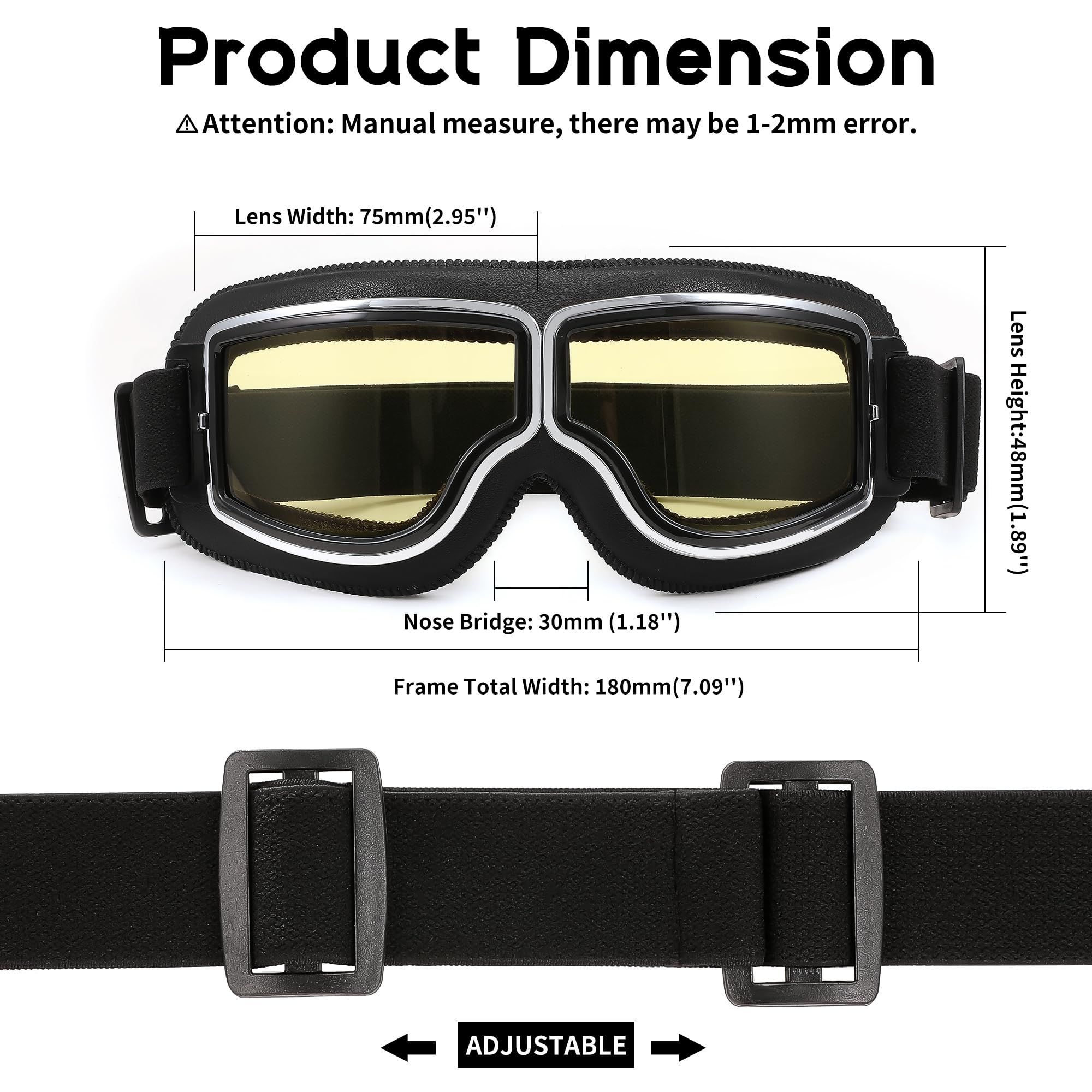 Motorcycle Goggles Vintage Anti Fog Pilot Style Leather Riding Glasses Safety Sport Motorcycle goggles โ image 4