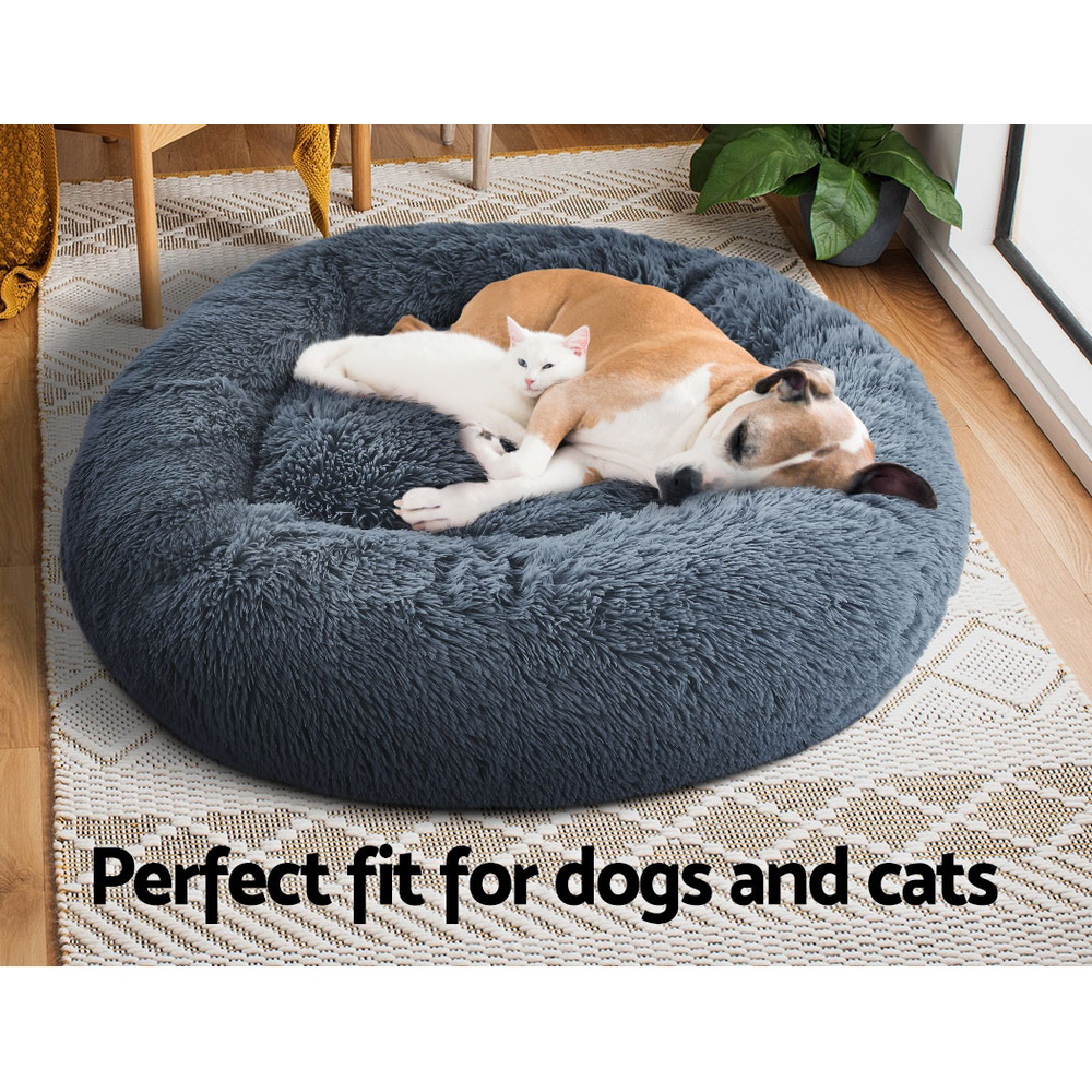 i.Pet Pet Bed Dog Cat 90cm Large Calming Soft Plush Bed Dark Grey โ image 6