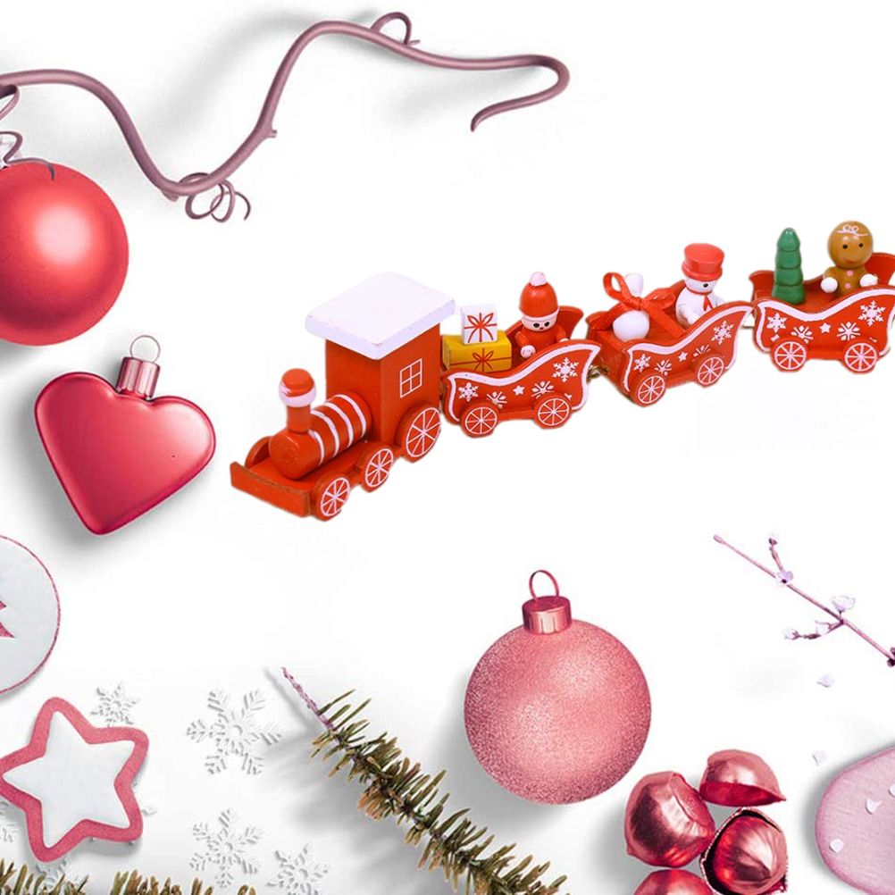 Christmas Wooden Four Section Small Train Christmas Tree Decoration The Perfect Xmas Themed Toy Gift — image 3