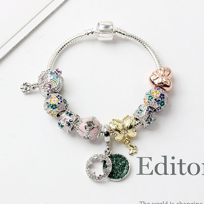 Rhinestone Inlaid Pastoral Style Butterfly Wreath Clover Pendant Bracelet(20cm) โ image 3