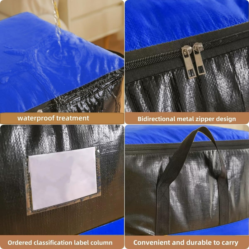 4-Pack 180L Extra-Large Storage Bags, Heavy-Duty, Wear-Resistant, Waterproof Moving Bags - Blue โ image 4
