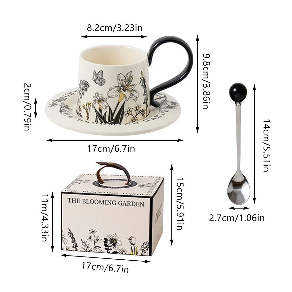 Vintage Ceramic Coffee Cup and Saucer Set Elegant Luxury Mug Gift Home Use โ image 3