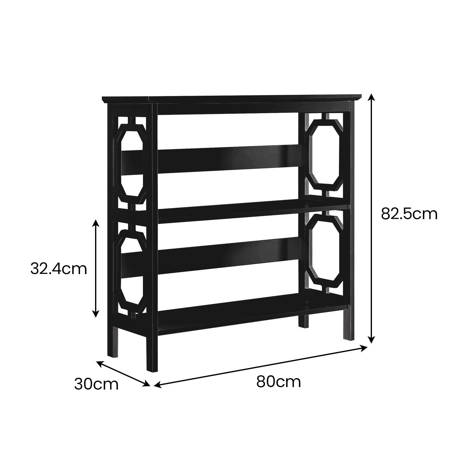 Sarantino Laurel 3-Tier Bookshelf Display Rack in Black — image 2