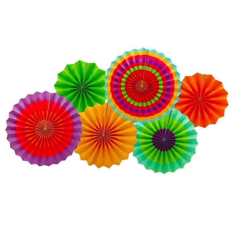 Colorful Paper Fans Party Decorations 6Pcs Mexican Fiesta Hanging Decor Birthday โ image 2