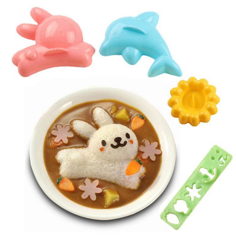 Rice Shaper Boil Egg Molds Stencils for Kids Bunny Stencil Kitchen Animal Molds Onigiri Shaper Rice Ball Makers