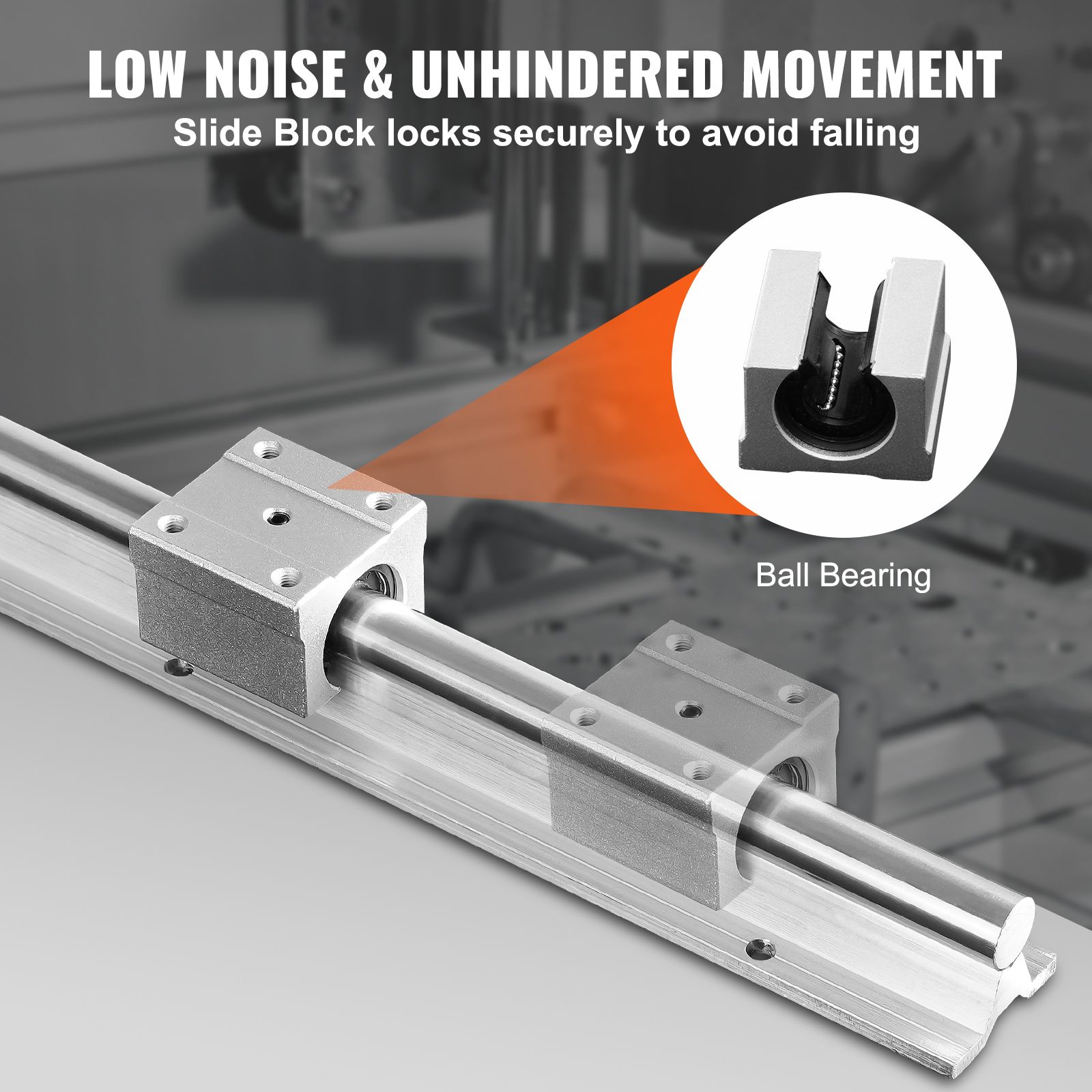 Linear Guide Rail Set, SBR20 1800mm, 2 PCS 70.9 in/1800 mm SBR20 Guide Rails and 4 PCS SBR20UU Slide Blocks, Linear Rails and Bearings Kit for Automated — image 4