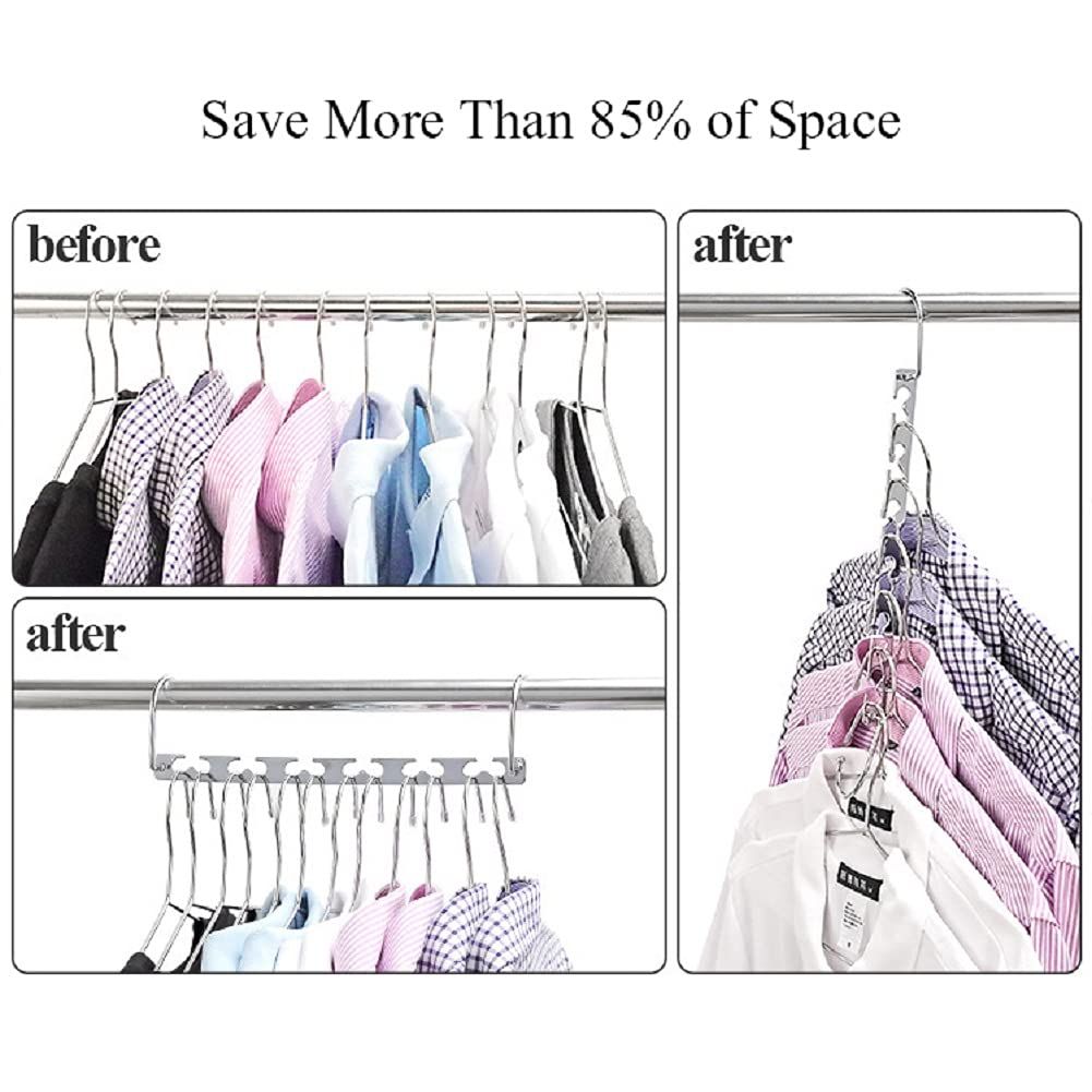 6pcs Magic Clothing Sturdy Metal Hangers Wardrobe Closet Organizer Space Saving Hanger Pack of 6 Cascading Hangers — image 3