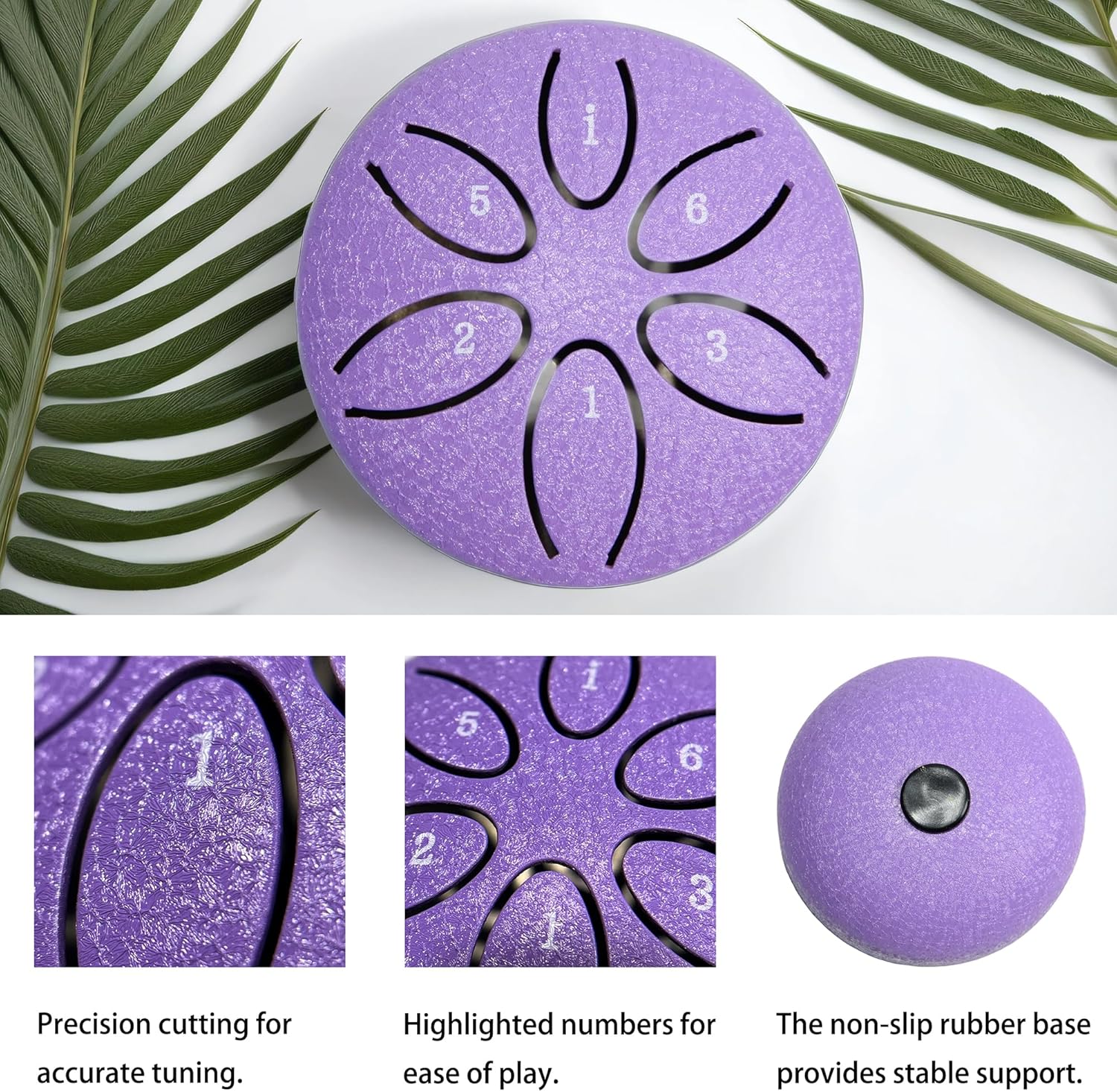 Ethereal Drums - Mini Steel Tongue Drum Kit - for sound healing, meditation and yoga - 3" 6-note - Great for beginners and relaxation - Lavender Purple โ image 6