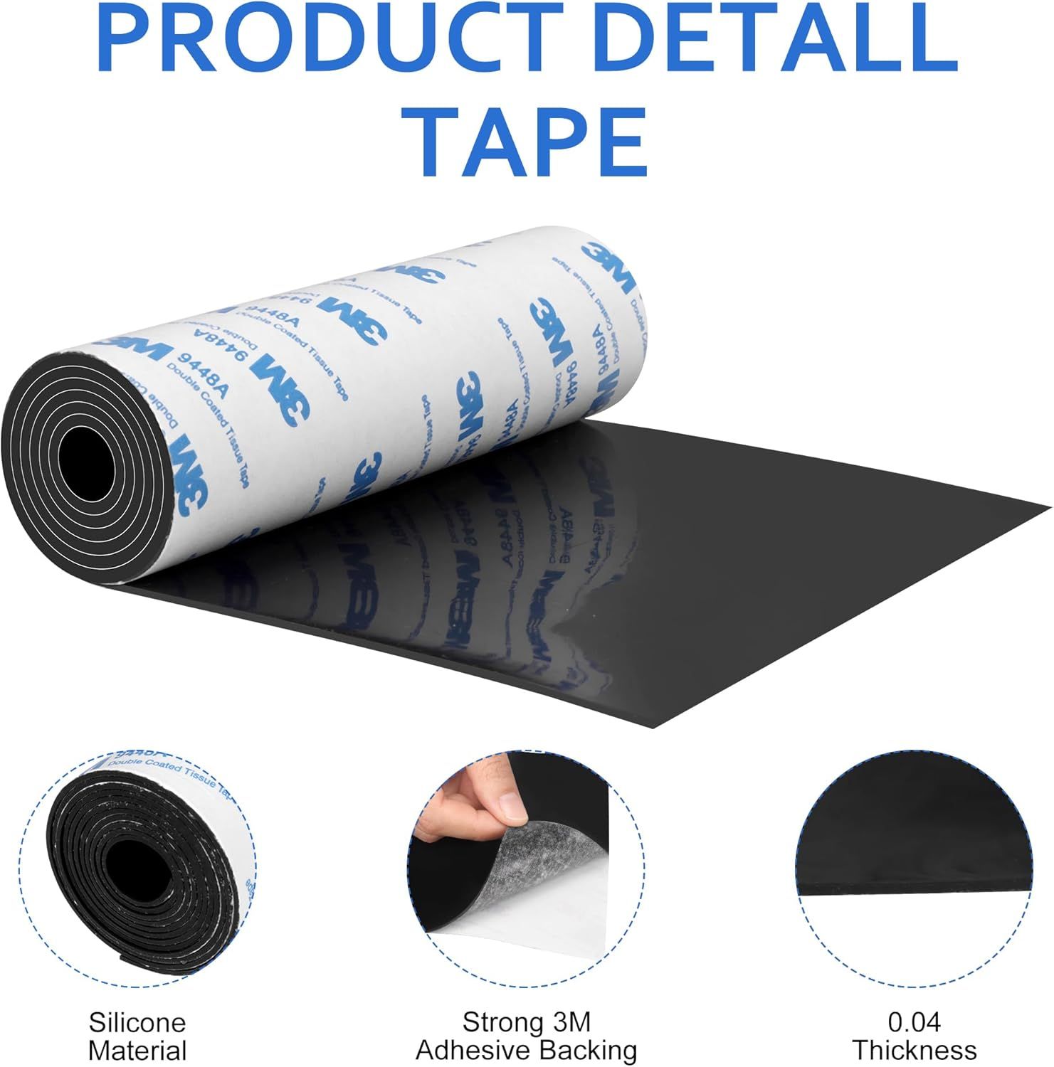 Silicone urniture Pads, 5" x 40" Non Slip urniture Pads Anti Skid Pads Non Slip Sel Adhesive Cuttable Silicone Tape Strip Roll or Protecting Hardwood loors — image 5