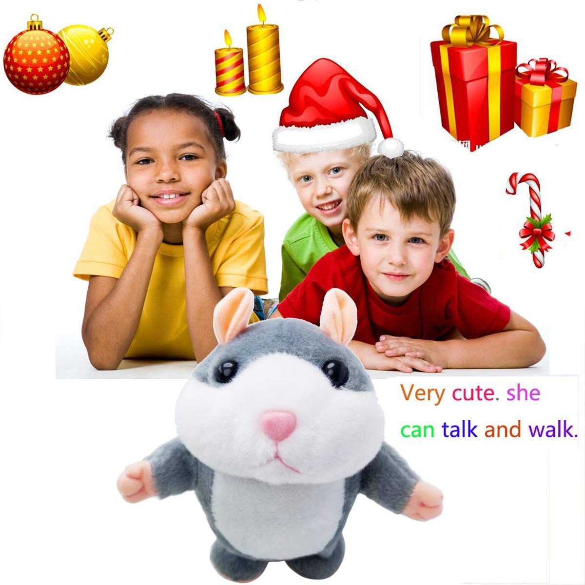 Talking Hamster Plush Toy, Repeat What You Say Funny Kids Stuffed Toys, Talking Record Plush Interactive Toys for, Birthday — image 2