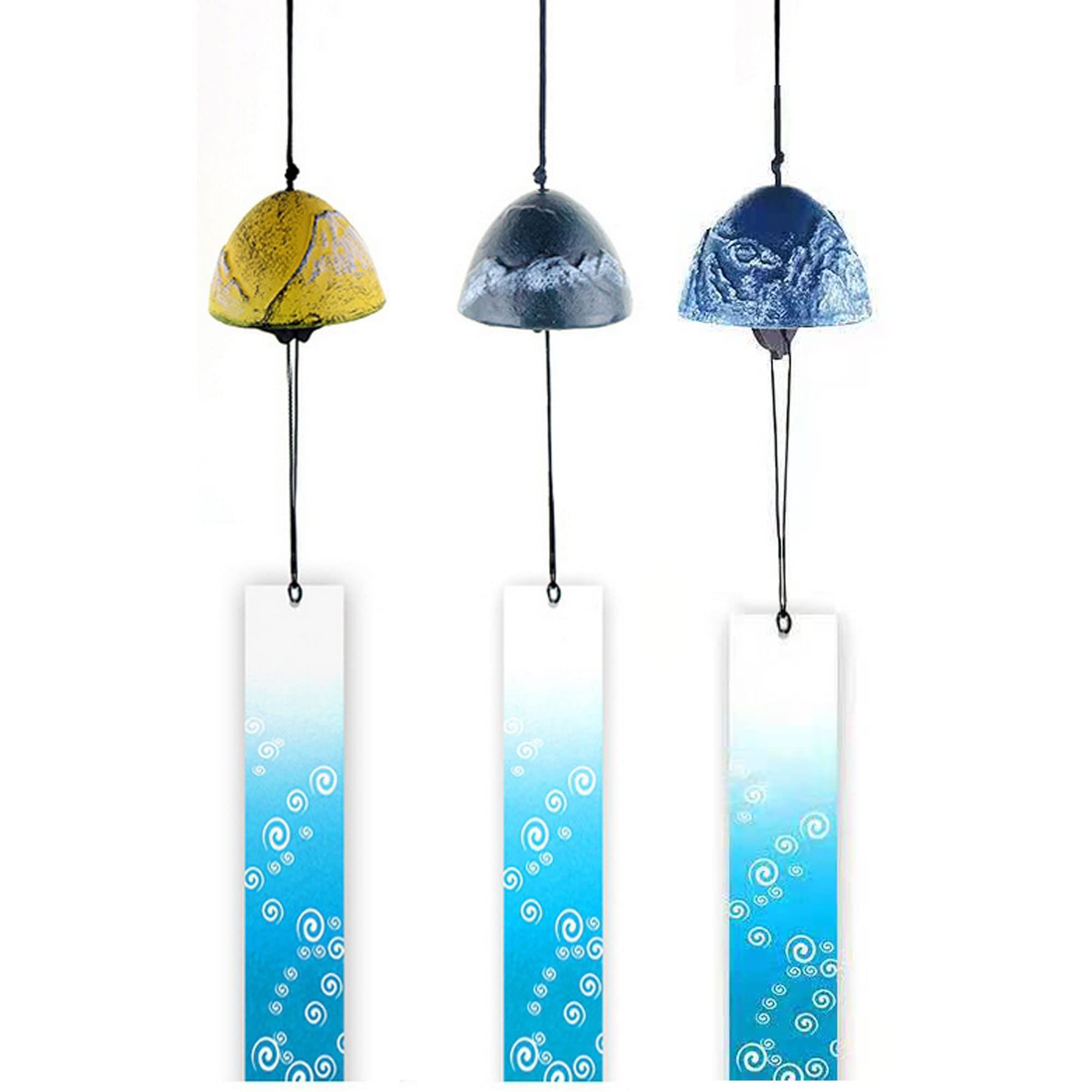 Windchimes Set of 3, Cast Iron Japanese Mount Fuji Wind Chime, Garden Decoration Wind Bell for Outside Patio Hanging Decor