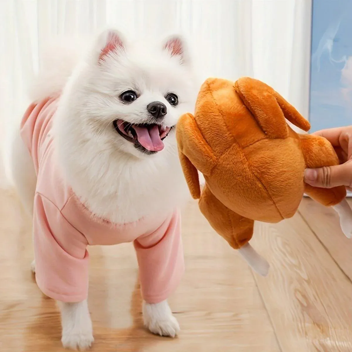 Plush Roast Chicken Dog Toy Squeaky Sound Stuffed Interactive Pet Plaything — image 5