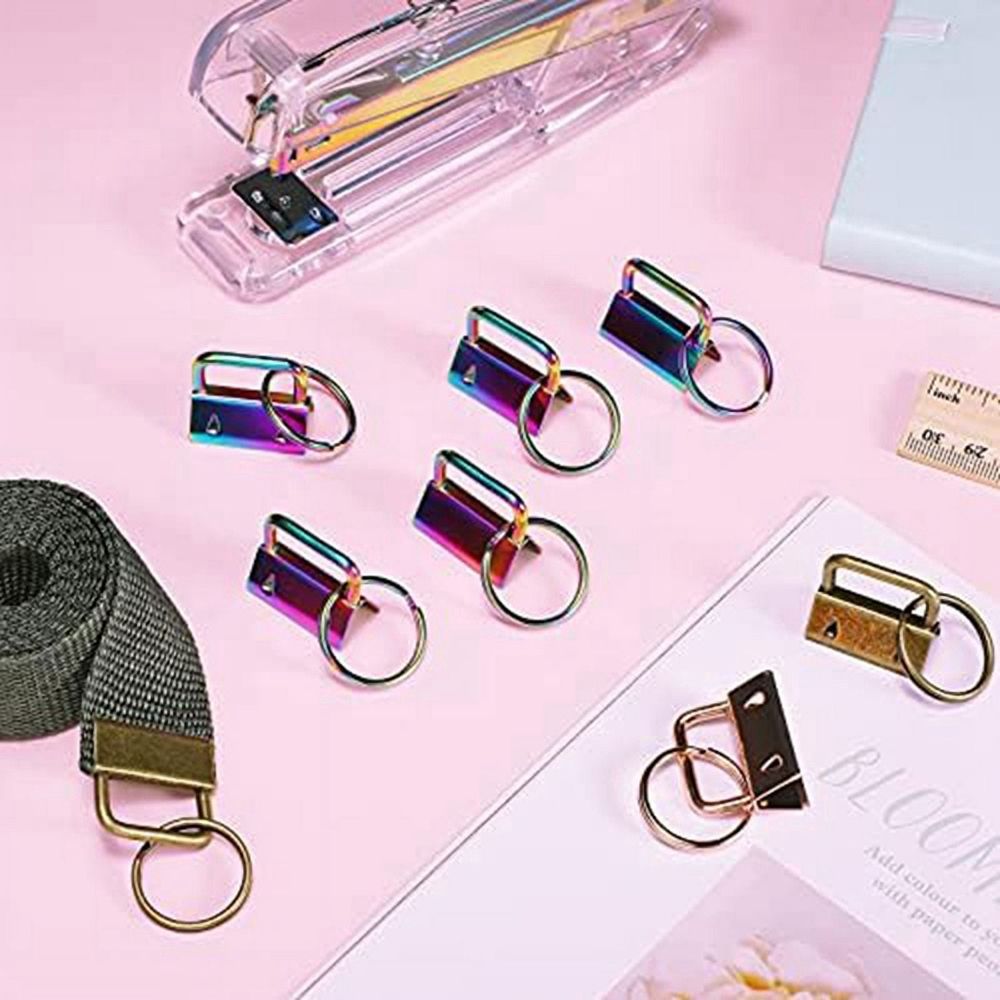 180 Pcs Key Fob Hardware 6 Colors Keychain Wristlet with Ring Chain 1 Inch — image 2