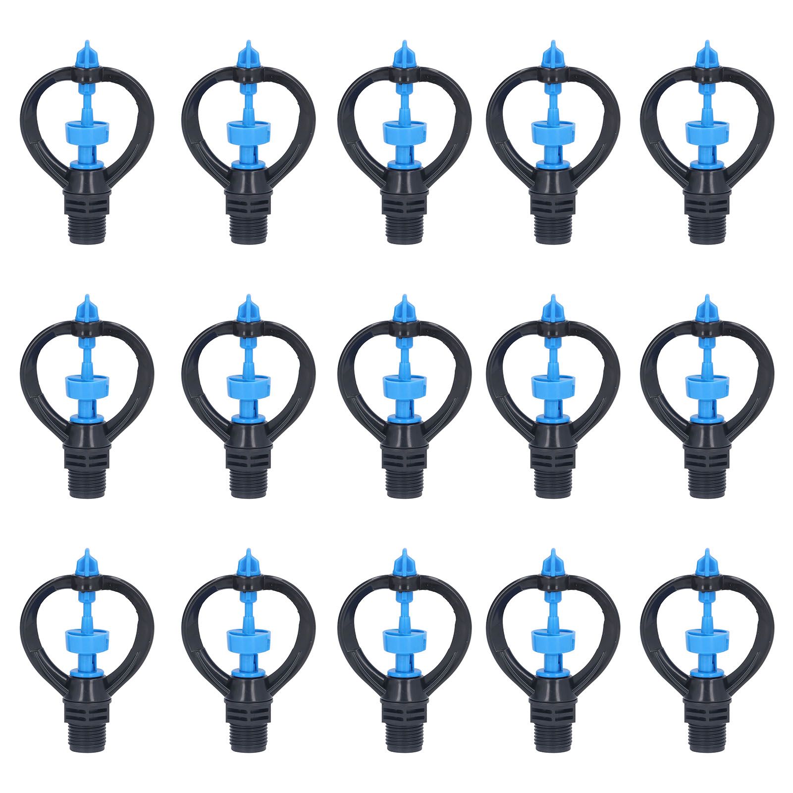 15Pcs Lawn Sprinkler Nozzle G1/2 External Thread 360° Automatic Rotation Mid Range for Lawn Garden Watering IrrigationRound Nozzle