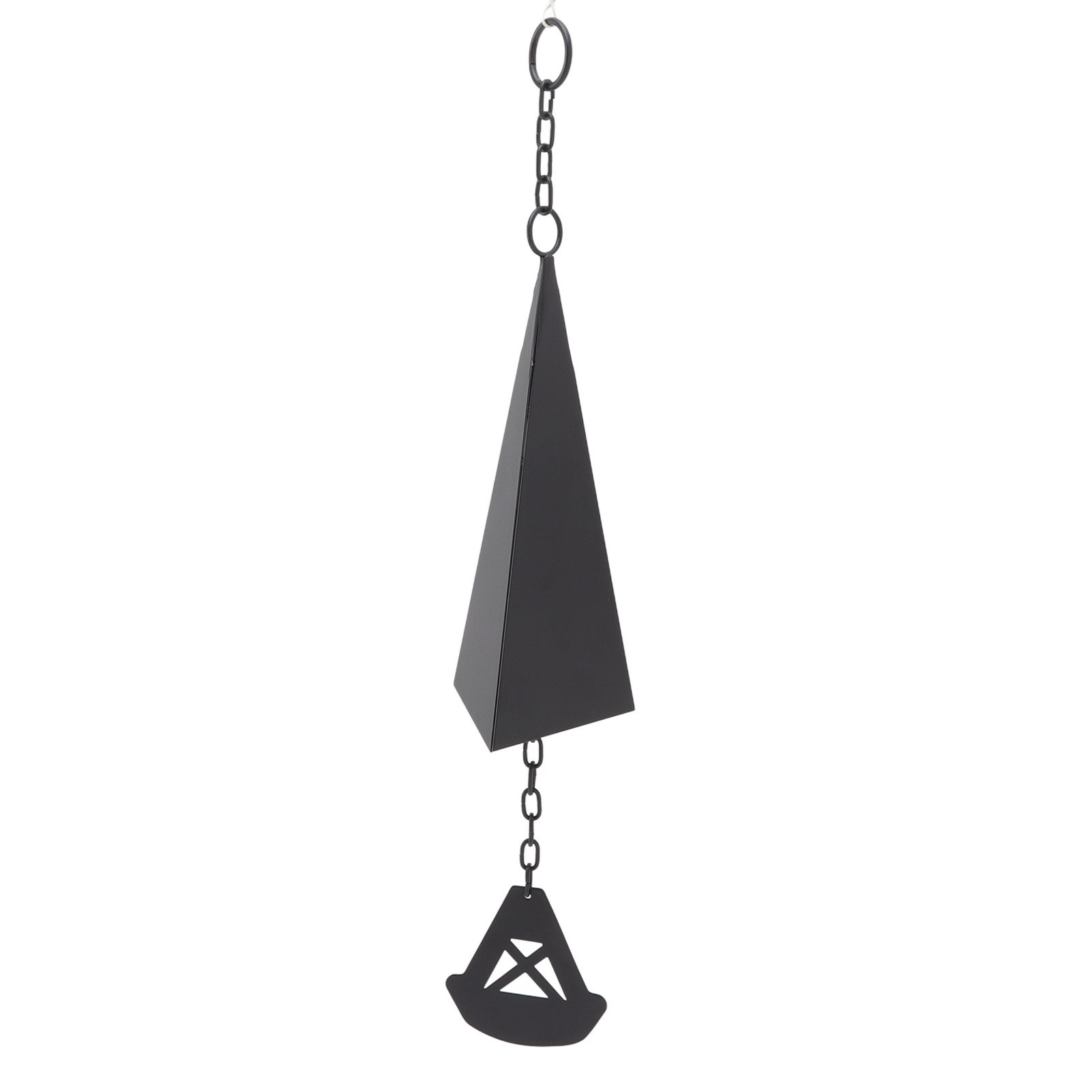 Triangular Wind Chimes Courtyard Bell Pendant Home Decoration Iron Black with Hanging Ring for Garden — image 6