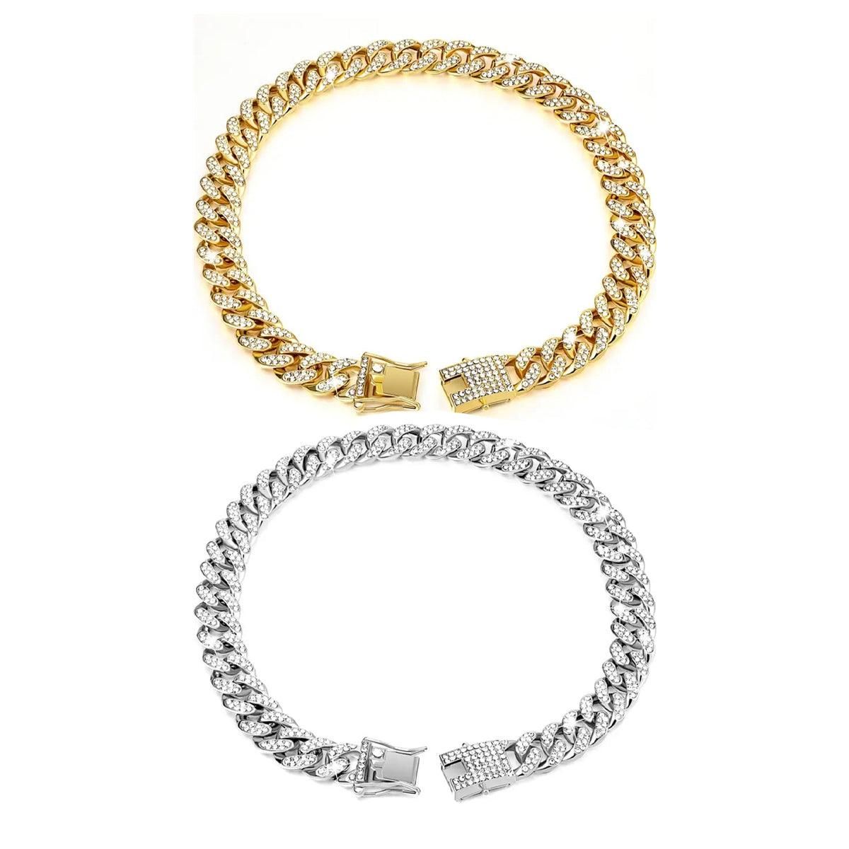 Cuban Chain Metal Dog Collar Pet Training Necklace for Small Medium Large Dogs - Gold-50cm — image 3