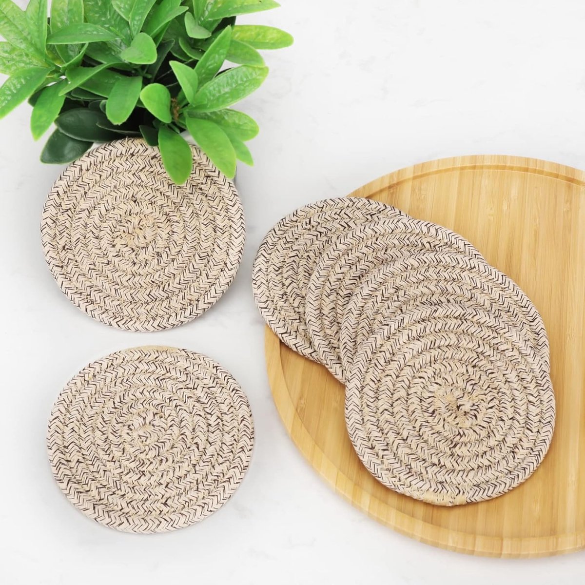 Coasters - 8-Piece - Stylish Coasters - Coasters for Glasses - Beautiful Coaster Set - Round Coaster Design - Anti-Slip - Heat Resistant - Gift - with Holder — image 3