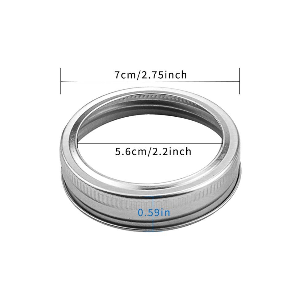 40 Pieces Regular Mouth Mason Jar Replacement Rings, 70mm Silver Mason Storage Split-Type Lids Canning Jar Bands Leak Proof — image 2