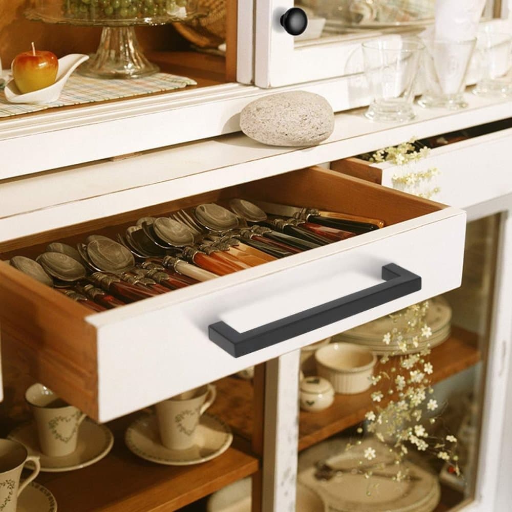 12 pcs Black Stainless Steel Cabinet Handles, 128/192 mm, Compatible with Furniture — image 6