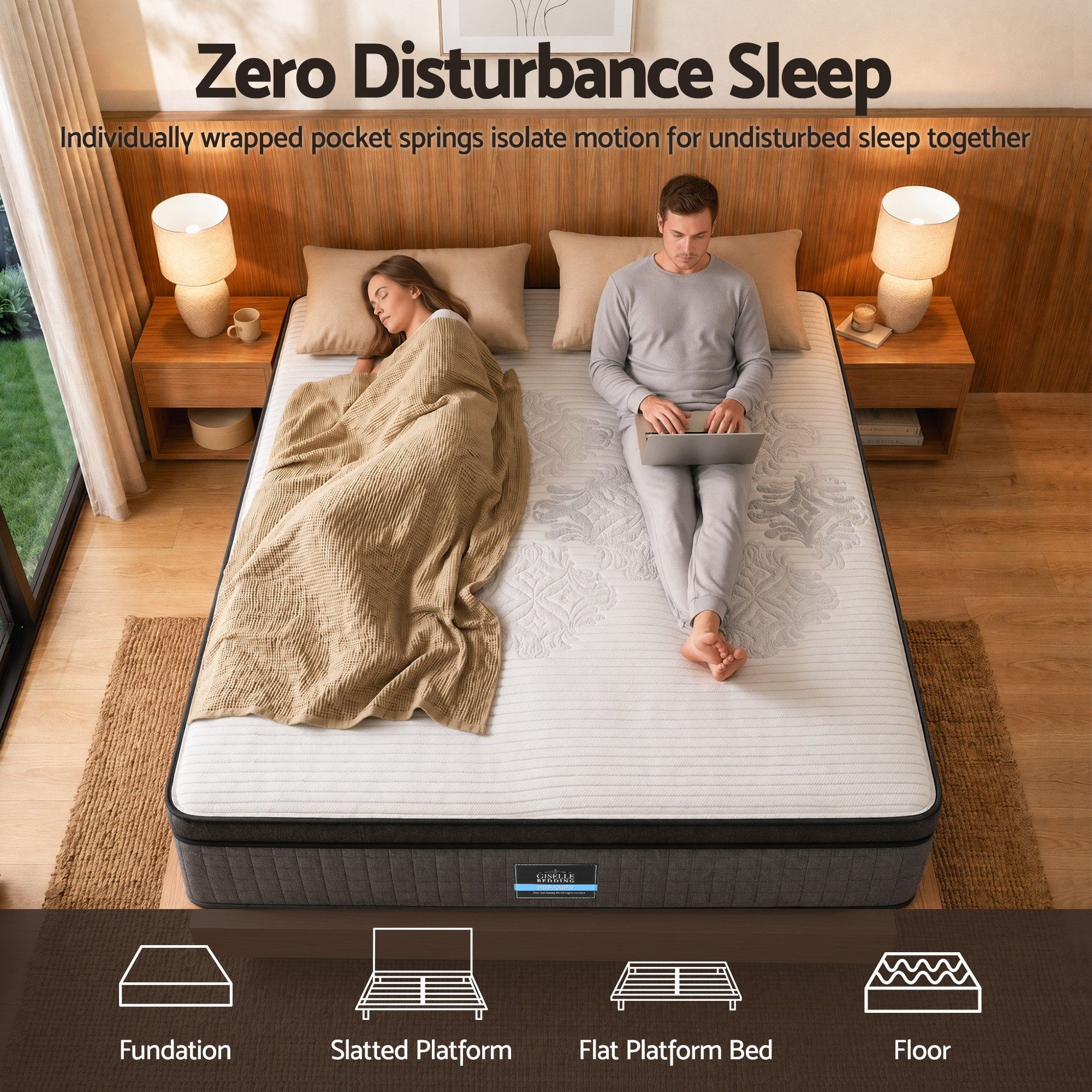 Giselle Bedding Double Mattress 37cm 4-in-1 Adjustable Firmness Cooling Gel Memory Foam Dual-Zone Flippable for Couples โ image 4